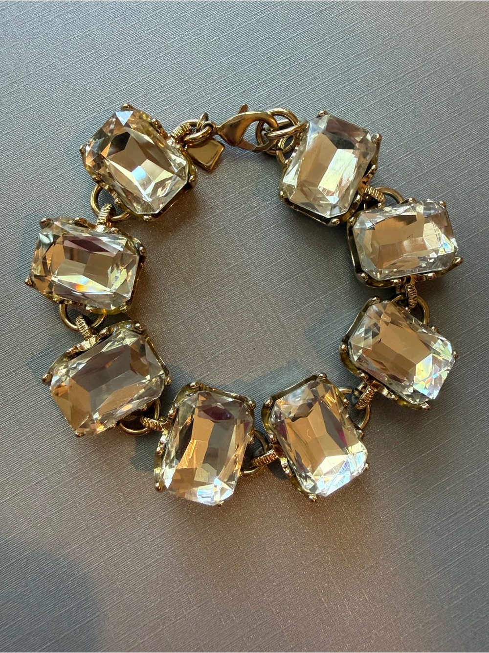 Vintage Banana Republic Gold-Tone Bracelet with Emerald Cut Crystals